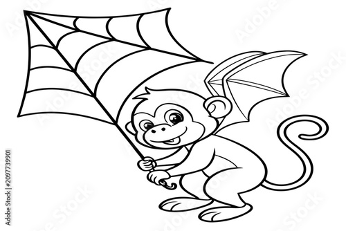 Photography coloring page line art the halloween monkey animal black vector