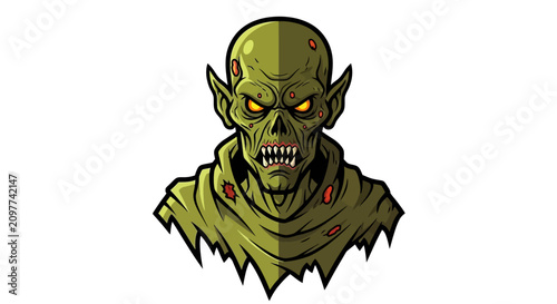 Tableau sur toile Creepy Green Zombie Ghoul Illustration