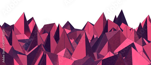Cuadro en lienzo Geometric abstract mountain range with sharp peaks and facets in vibrant pink
