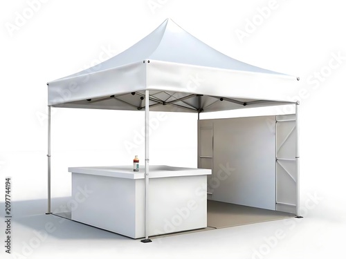 White Pop Up Canopy Tent with Counter and Side Wall for Trade Show Exhibition Display