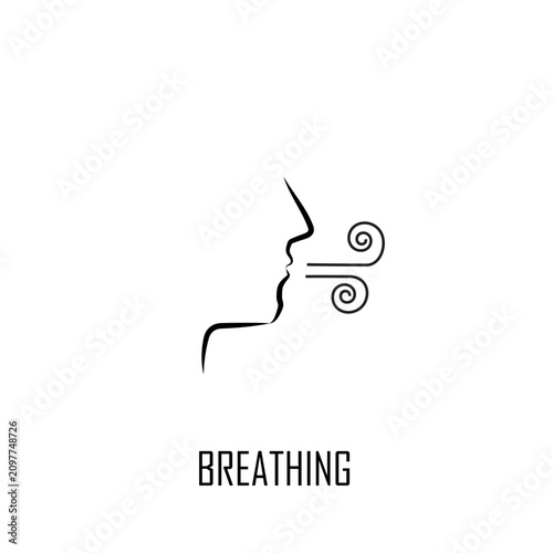 Schilderij op canvas Linear mental health breathing exhale breath out release relaxation calm air min