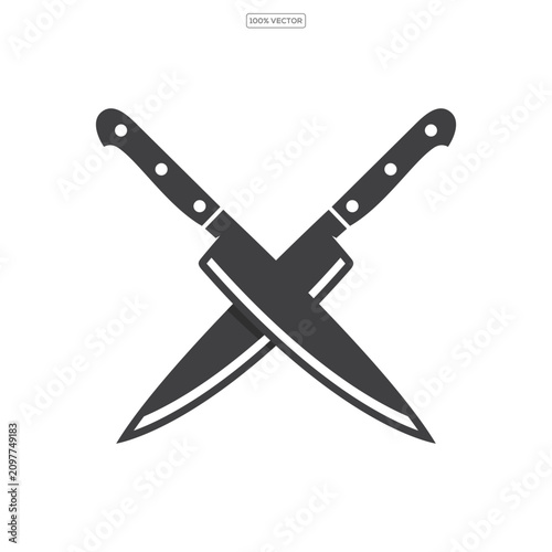 Tableau sur toile Vector symbol of crossed kitchen knives