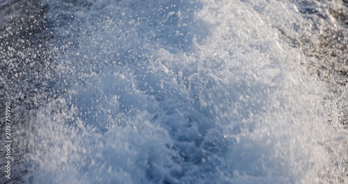 Εκτύπωση καμβά White foamy wake left by boat closeup