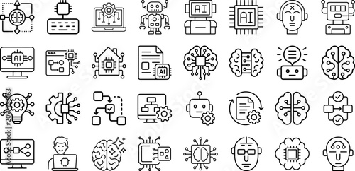 Photos AI Workflow, pipeline, orchestration Modern and Premium Icon Set, Editable Strok