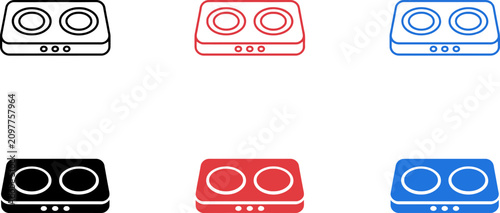 Foto Electric stove icons in different colors for kitchen appliance design  various s