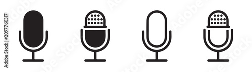 Tableau sur toile Retro radio microphone icon set for podcast broadcasting studio sound equipment design collection