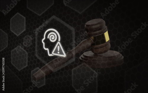 Fotografía 3D illustration representing legal warning and mental health awareness