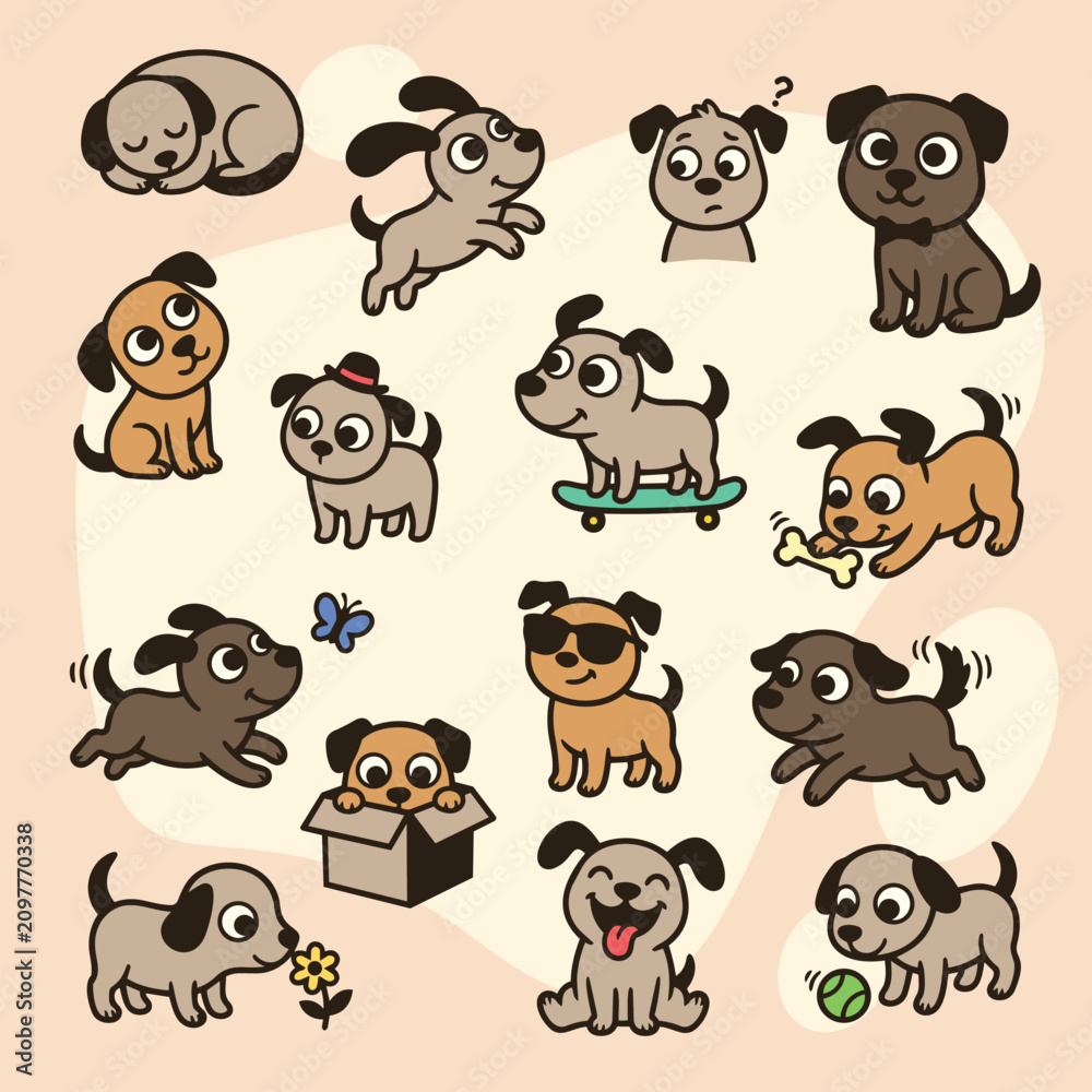 Fototapeta premium Joyful Puppy Escapades Bursting With Endless Playful Surprises