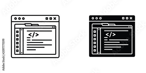Konstfotografi Software development code editor window set featuring programming syntax in outl