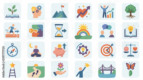 Принти на полотні Abstract flat design icons for self-improvement and life success
