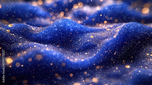 Blue & gold waves with sparkling, bokeh-like lights