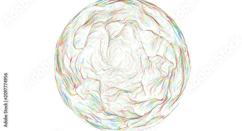 Konstfotografi Dynamic abstract sphere composed of vibrant, flowing particle streams creating a