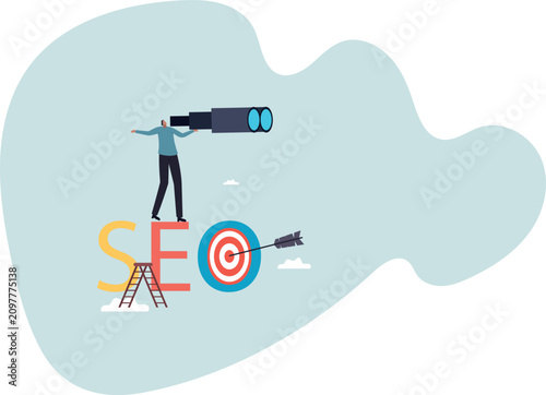 SEO, search engine optimization to drive traffic or visitor to website, improve search result ranking gain more visibility. human life and situation.vector illustration.