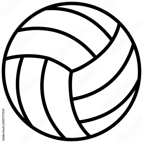 Volleyball Outline Icon Isolated on White Background