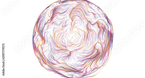 Konstfotografi Dynamic abstract sphere composed of flowing, interwoven lines and dots in vibran