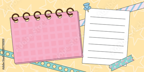 Cute Journal Paper Background with Notebook Pages