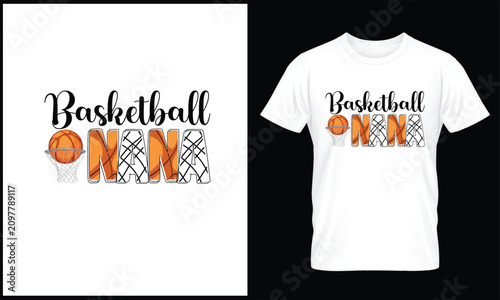 Canvastavla Basketball Nana Basketball T-Shirt with Hoop Typography, Cute Family Basketball