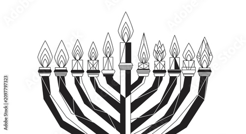 Abstract Geometric Hanukkah Menorah Illustration