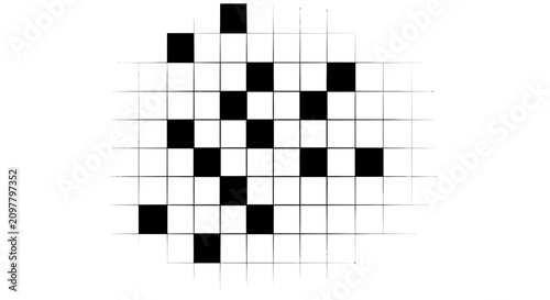 Abstract Geometric Grid Pattern with Scattered Black Squares