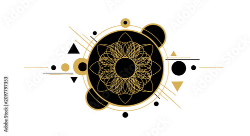 Abstract Geometric Gold and Black Mandala Symbol