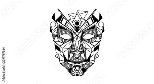 Abstract Geometric Human Face Illustration in Minimalist Line Art Style