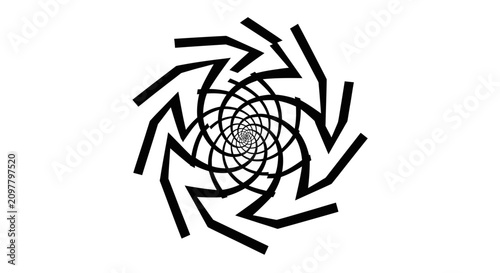 Abstract Geometric Spiral Pattern in Black and White