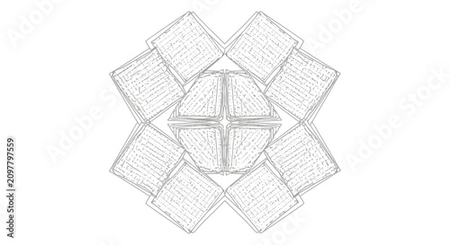 Abstract Geometric Star Pattern Line Art