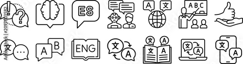 Canvas Print Language, linguistics, grammar Premium and Professional Icon Collection, Editabl