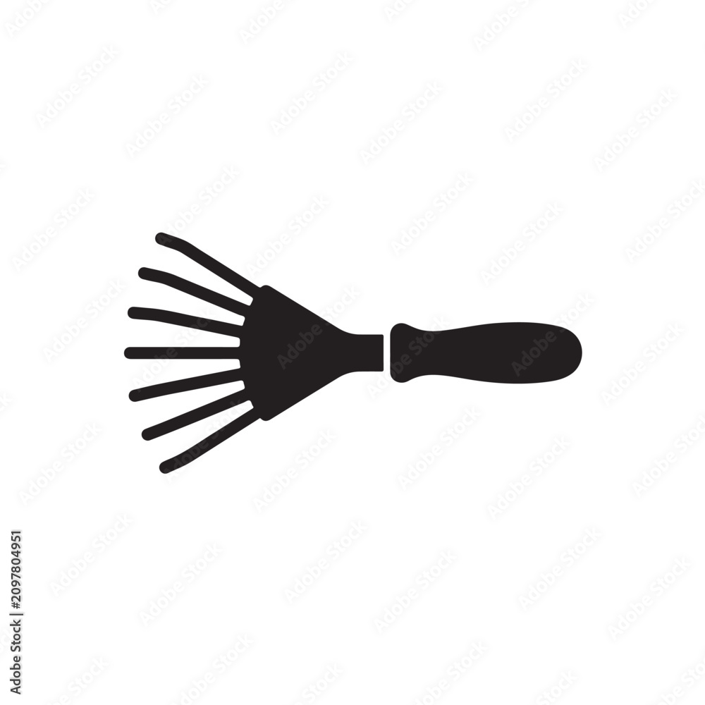 Obraz premium Hand rake tool for gardening isolated on white background flat vector graphic icon illustration set.