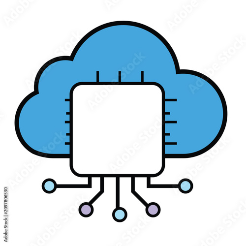 Cloud Computing Processor Technology Icon Vector.