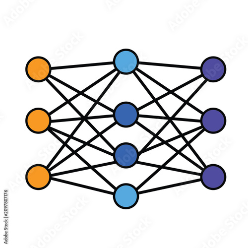 Neural Network Machine Learning Icon Vector.