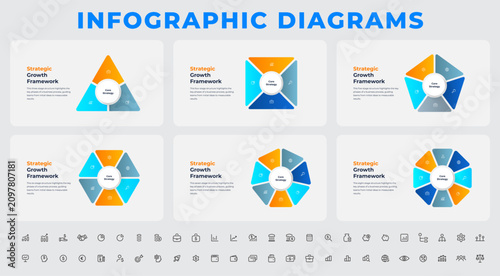 Foto Three to Eight Step Radial Business Infographic Diagram Collection with Circular