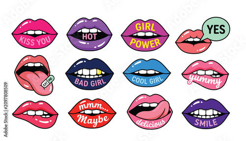Принти на полотні Lips transparent vector set