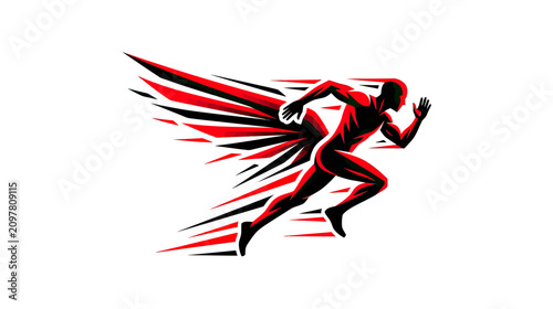 Foto Dynamic Runner Silhouette with Speed Streaks - Sport, Fitness, Motivation