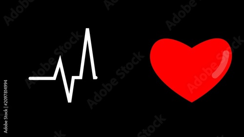 heart beat cardiogram alpha channel. fitness tracker heartrate graphic overlay.smart watch interface