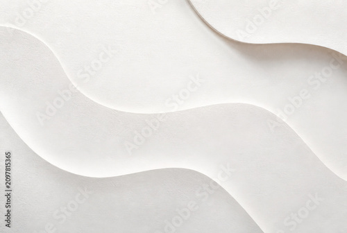 Minimal White Paper Layer Abstract Background with Elegant Three-Dimensional Curves and Clean Copy Space