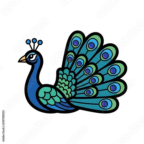 Blue and green abstract floral illustration design.