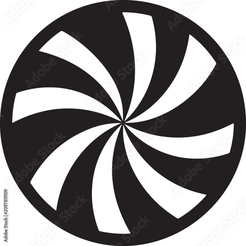 Minimal vector icon swirling candy solid black fill flat design.