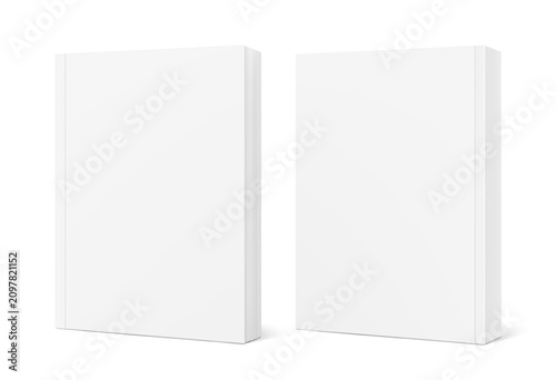 Blank softcover book mockup set. 3D hight realistic vector illustration isolated on white background. It can be used for promo, catalogs, brochures, magazines, etc. Scalable and editable. EPS10.