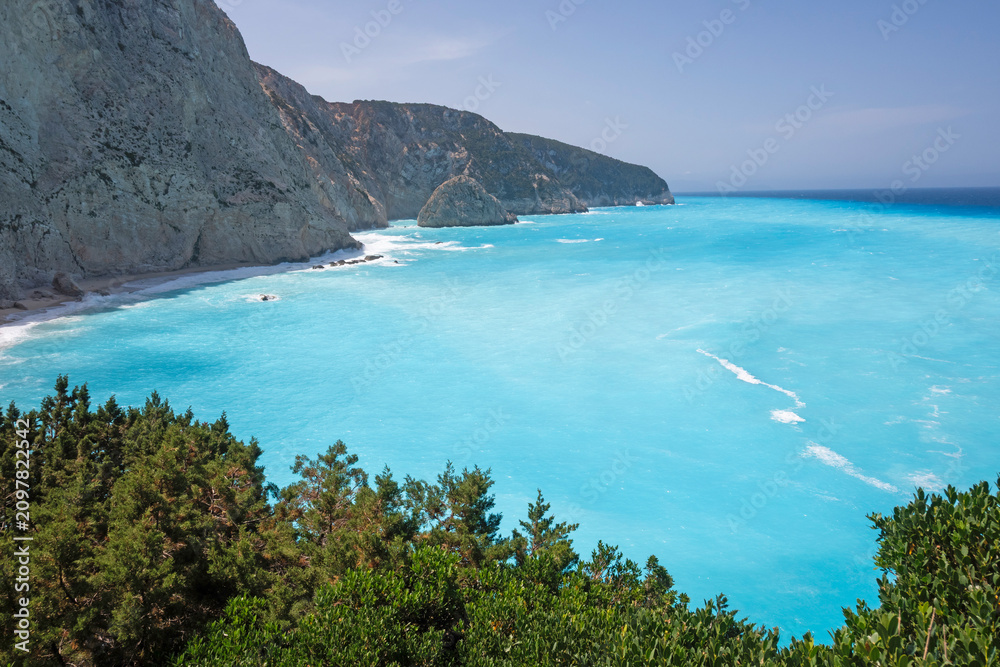 Obraz premium Lefkada Coastline near Porto Katsiki beach, Greece
