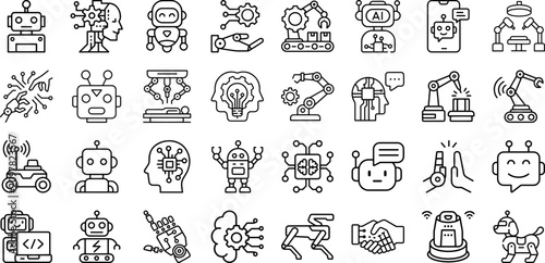 Canvas Print Robot, humanoid, droid Modern and Premium Icon Set, Editable Stroke, Outline Ico