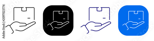 Canvastavla Hand holding package concept representing parcel handoff and delivery service