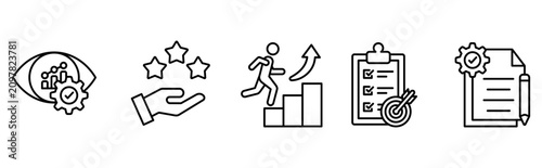 core values standard operating procedure and business efficiency icon set 