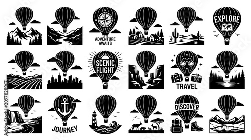 Tableau sur toile Hot Air Balloons Collection: Adventure, Travel, Explore, Discover, Journey