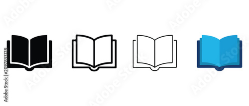 open book icons in different colors and styles for reading and education concepts  simple illustrations
