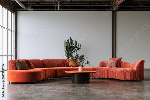 Commercial showroom minimal, clean corporate interior and modern workspace design