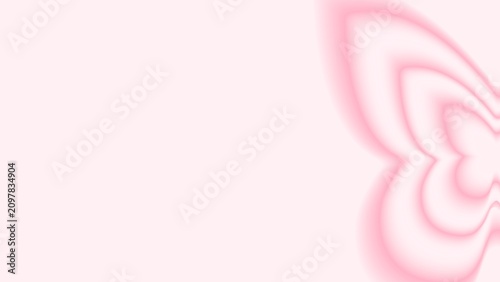 Abstract pastel pink background with soft blurry butterfly wing shape gradient, elegant minimalist aura glow backdrop with copy space.