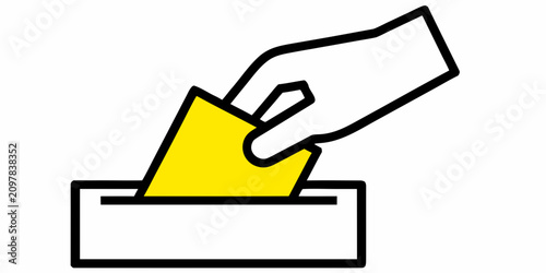 Hand Depositing A Ballot Into A Box Flat Vector Illustration
