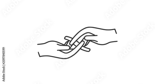 Interlocking Hands Symbol - Unity, Connection, Partnership, Support, Abstract Line Art