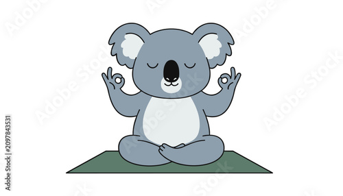 Photography Cute koala character practicing meditation on a yoga mat vector